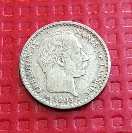 Дания 10 эре 1903 г., серебро. #20102