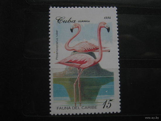 Марка - Куба, птицы, фауна, фламинго, 1994