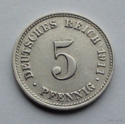Германия - Германская империя 5 пфеннигов. 1911. D