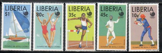 Спорт Либерия 1988 год серия из 5 марок