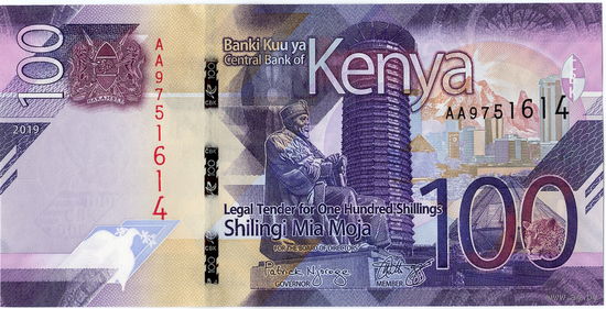 Кения, 100 шиллингов, 2019 г., UNC
