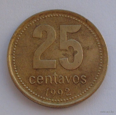 Аргентина 25 сентаво. 1992