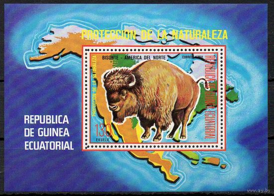 Фауна Дикие животные Экваториальная Гвинея 1977 год 1 блок (М)