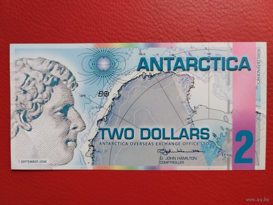 Антарктика 2 доллара 2008 год unc, пресс.